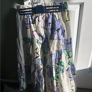 a new day Floral Maxi Skirt - Blue, Green, Cream With Pockets!